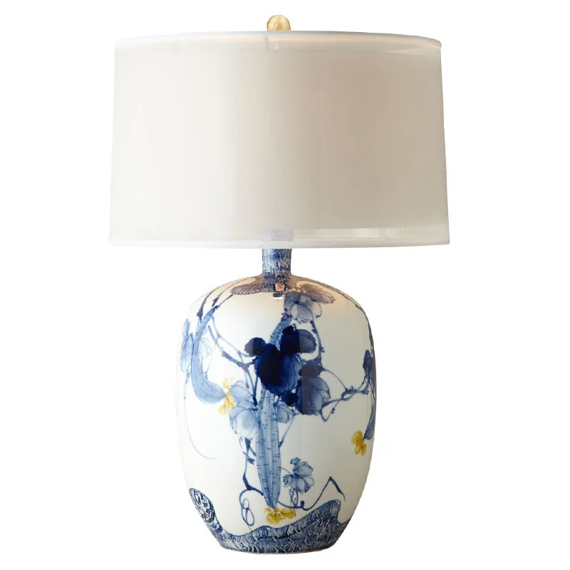 Guzhen Chinese Factory Antique Living Room Bedroom Home Goods Blue Porcelain Ceramics Table Lamps Stone