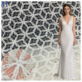 YX1216 American Summer Knitted Embroidery Flowers Fabric Mesh Crochet Rope Lace Fabric With Sequins for Women Dress