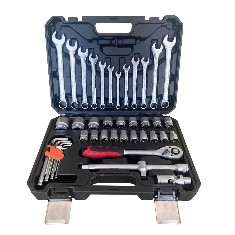 WZAUTO 37pcs Carbon Steel Multifunction Ratchet Wrench Socket Set General Hand Tool Box with OEM Support
