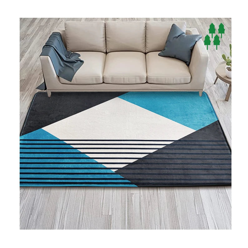Simple Stylish Printed Living Room Large Carpet With Geometric Pattern