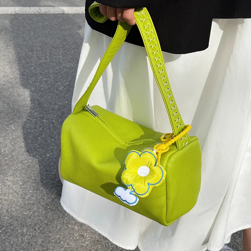 \Women's New All-Season Ins Niche Fashion Square Bag Small Zip Closure One-Shoulder Underarm Korean Handbag