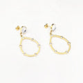 Latest 18K Gold Plated Stainless Steel Jewelry White Acrylic Ear Stud Zircon Hollow for Women Party Earrings E221436