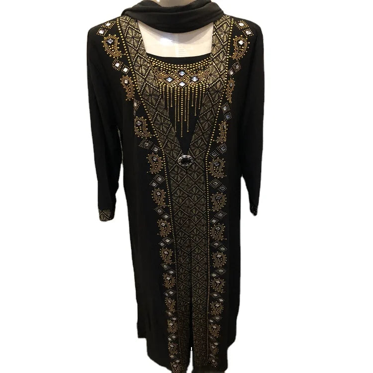 CCY Factory Muslim Abayas Rhinestone Beads Femmes Robe Musulmane African Arab Women Dresses Abaya Diamond
