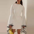 Spot Goods New European and American Dress Star Fashion Dignified Sense of Design Exaggerated Large Ruffle Sleeve Dress Small