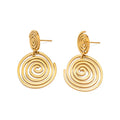 High End Jewelry 18k Gold Plated Earrings Round Pendant Stud Earrings