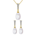 Daidan Pearl Set Jewelry Elegant Female Silver 925 Gold Plated Zircon Jewelry Set