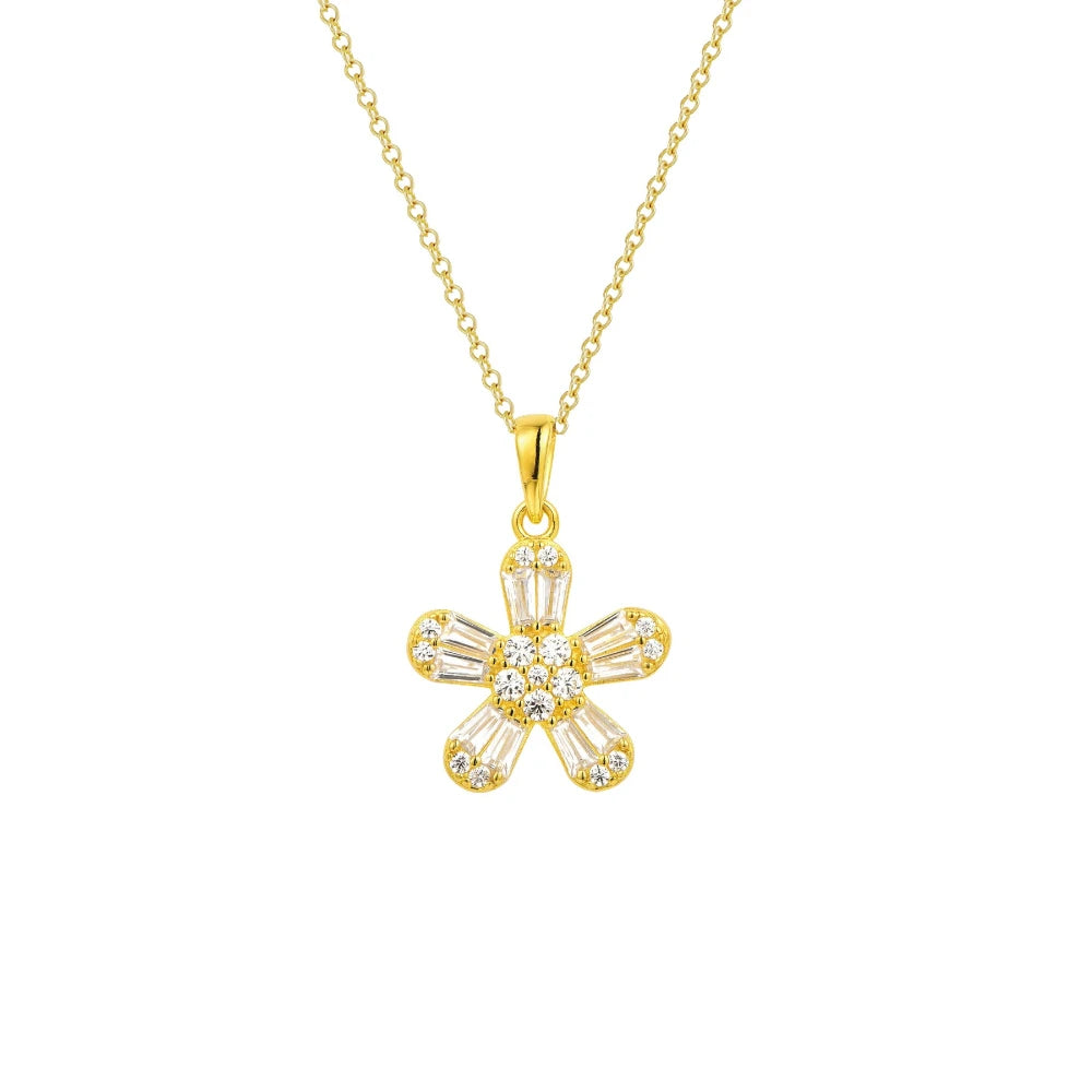 Wholesale Luxury 925 Sterling Silver Daisy Flower Pendant Charms 18K Gold Plater Women Flower Pendants for Jewelry Making
