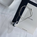 Minimalist Silver Plated Ball Pendant Necklace Lightweight Luxury Brass Versatile Korean-Inspired Chic Sweater Chain for Gift