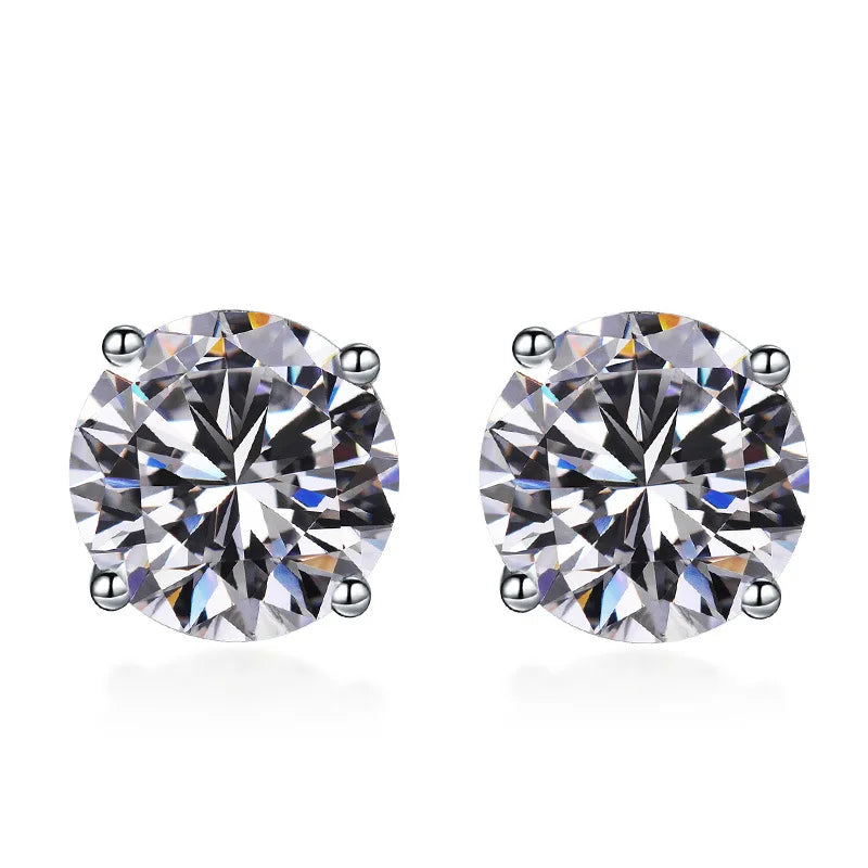 REETI 925 Sterling Silver Classic Fashion 4mm 5mm 6mm 7mm 8mm Five Claws Zircon Stud Earrings for Women Men MegaBDM