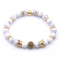 Best Sell Wholesale 8MM Crown Natural Stone Micro Inlay Bracelet Beads Men and Women Daily Wear Birthday Bracelet