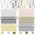 Promotional Rose Gold Metal DIY Split Key Ring With Chain Keychain Ring Parts Split Key Ring With Open Key Chain Key Buckle