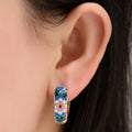 DAIHE Ins Colorful 18k Gold Plated Round Enamel Hoop Earrings Dripping Oil Flower Huggie Earring for Women Jewelry