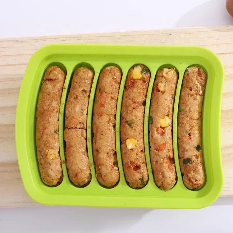 BPA Free DIY Homemade Hot Dogs Baking Mold Non Stick 6 Cavity Silicone Sausage Mould