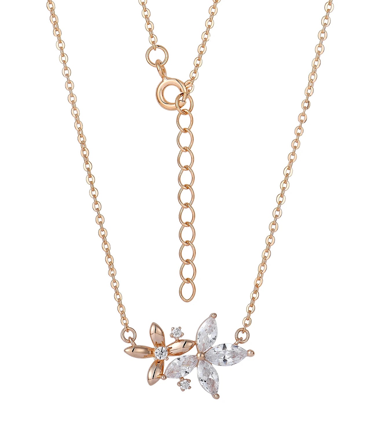 QINGXIN Custom OEM Fine Jewelry 925 Sterling Silver Luxury 18K Rose Gold Plated Zircon Necklaces for Ladies Women