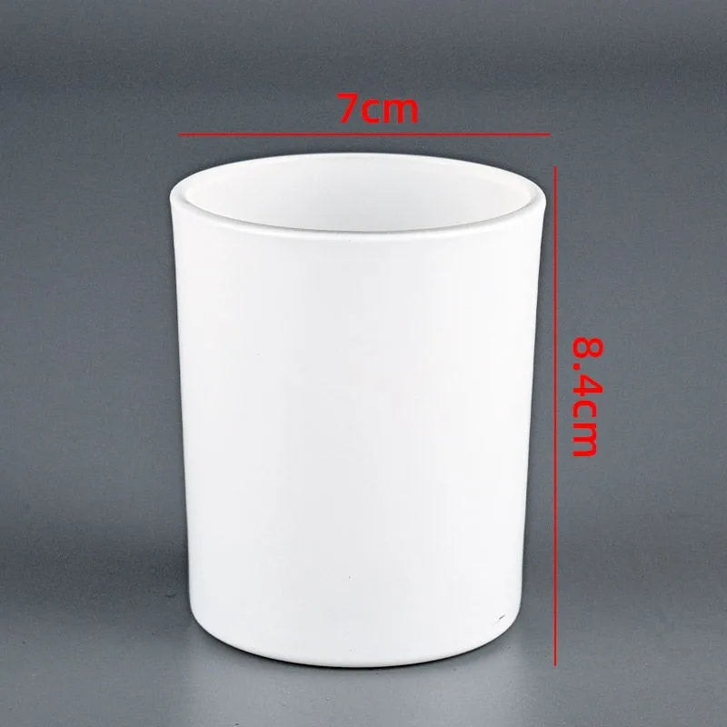 Custom Graphic Printed 220ml Luxury White Empty Candle Jars Container Glass Candle Jars for Making Candles