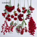 D-FA001 Peony Daisy Dalia Hydragea Rose Artificial Red Flowers Arrangements for Home Wedding