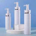 Luxury  200ml 300ml 500mlPET Plastic White Round Empty Shampoo Bottle  Luxury Cosmetic Gold Pump Lotion Container