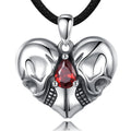 Merryshine 925 Sterling Silver CZ Vampire Skeleton Couple Two Skull Pendant Necklace