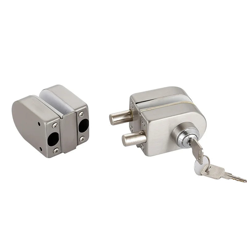 Modern Frameless Shower Glass Sliding Door Lock with Zinc Alloy & Stainless Steel 304 Key Easy Screw Installation for Apartment