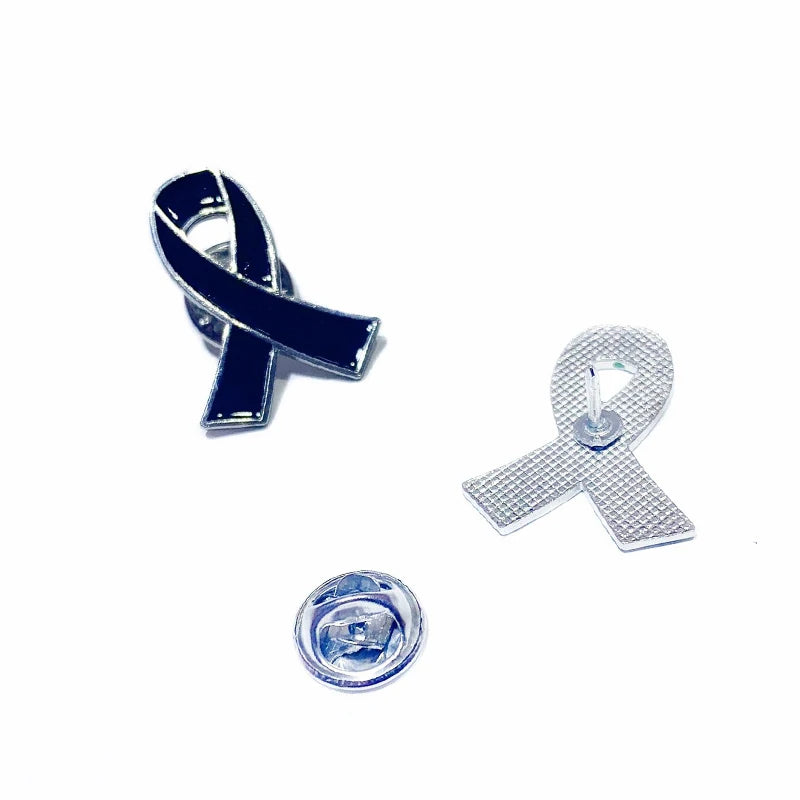 Factory Enamel Black Skin Cancer Awareness Ribbon Brooch Backpack Suit Hat Clothes Pin Badge Brooches Lapel Pin