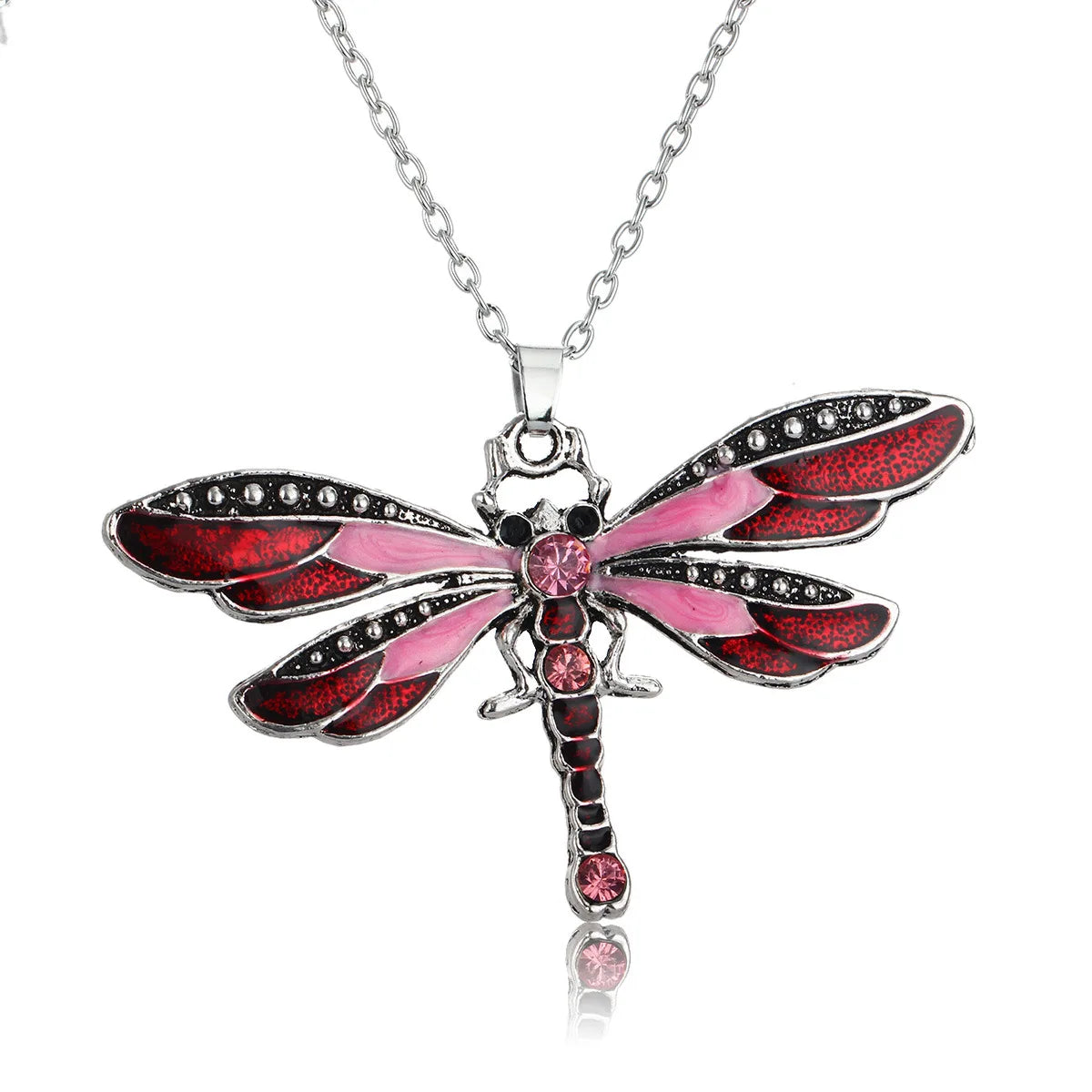 Wholesale Dragonfly Necklace with Sweater Chain Rhodium Plated Alloy Jewelry for Gift Wedding Featuring Animal Insect Shape