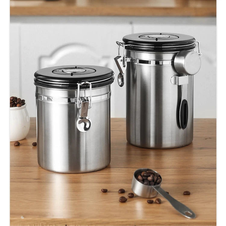 Multifunctional Wholesale High Quality 1800Ml Stainless Steel Coffee Bean Storage Container Sealed Jar Coffee Can