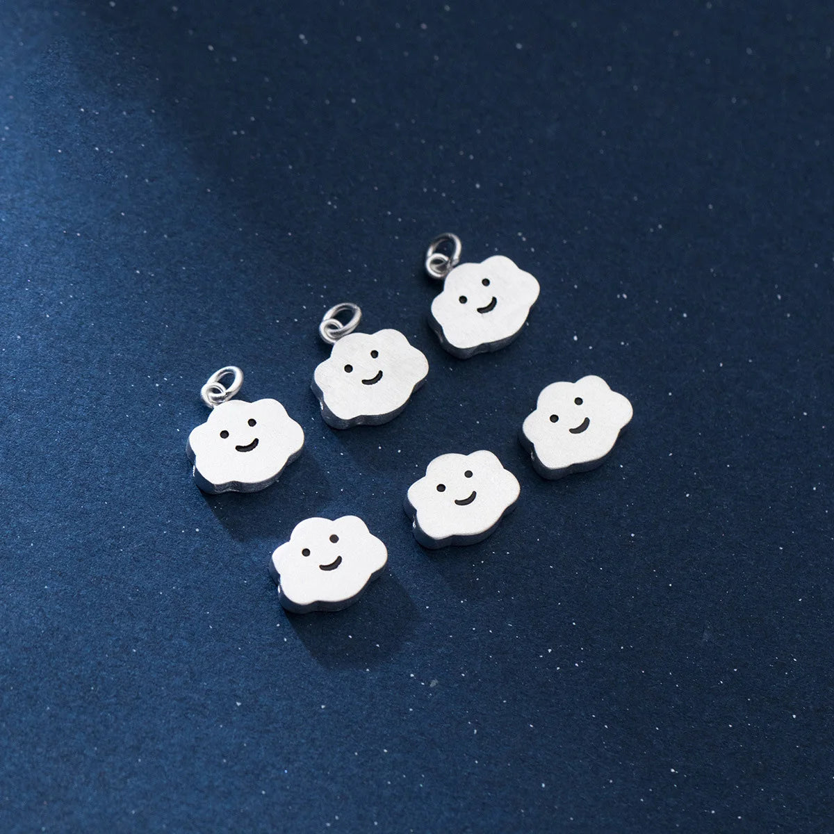 10.5mm Simple 925 Sterling Silver Brushed Smile Cloud Pendant for Bracelet Jewelry Making Supplies