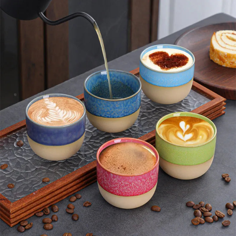 Rustic Ceramic Coffee Mug 130ml Tea Bone China Cup Ceramic Small Tea Cups with Custom Logo