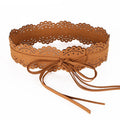 Korean Velvet Ladies Belt with Hollow Lace Tassel Fashionable Wide Waistband and Chain Elegant Design