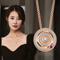 Rotatable Pendant Stainless Steel Chain Necklaces Rotary Zircon Love Compass Clavicle Chain Necklace for Women