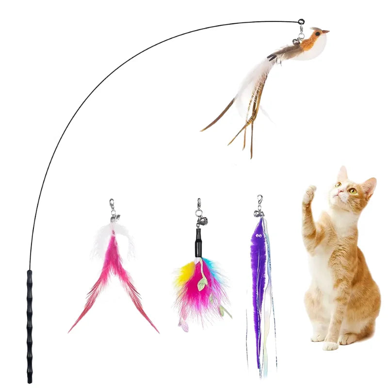 Interactive Cat Toy with Super Suction Cup  Cat Wand  Teaser Refills String Toy Accessories Cat Feather Toy