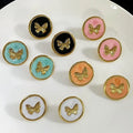 MC327 Wholesale Stainless Steel Earrings Cute Stud Colorful Enamel Butterfly French Vintage Ladies Fashion Earrings for Party