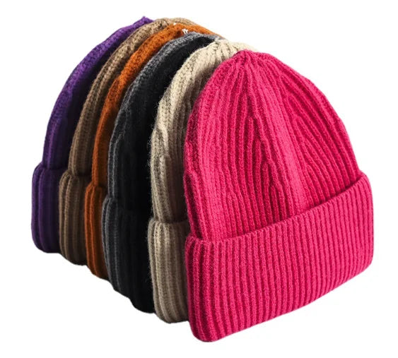 OEM Acrylic Fold Designer Beanie Custom logo Custom Beanies Jacquard Winter Knitted Hats