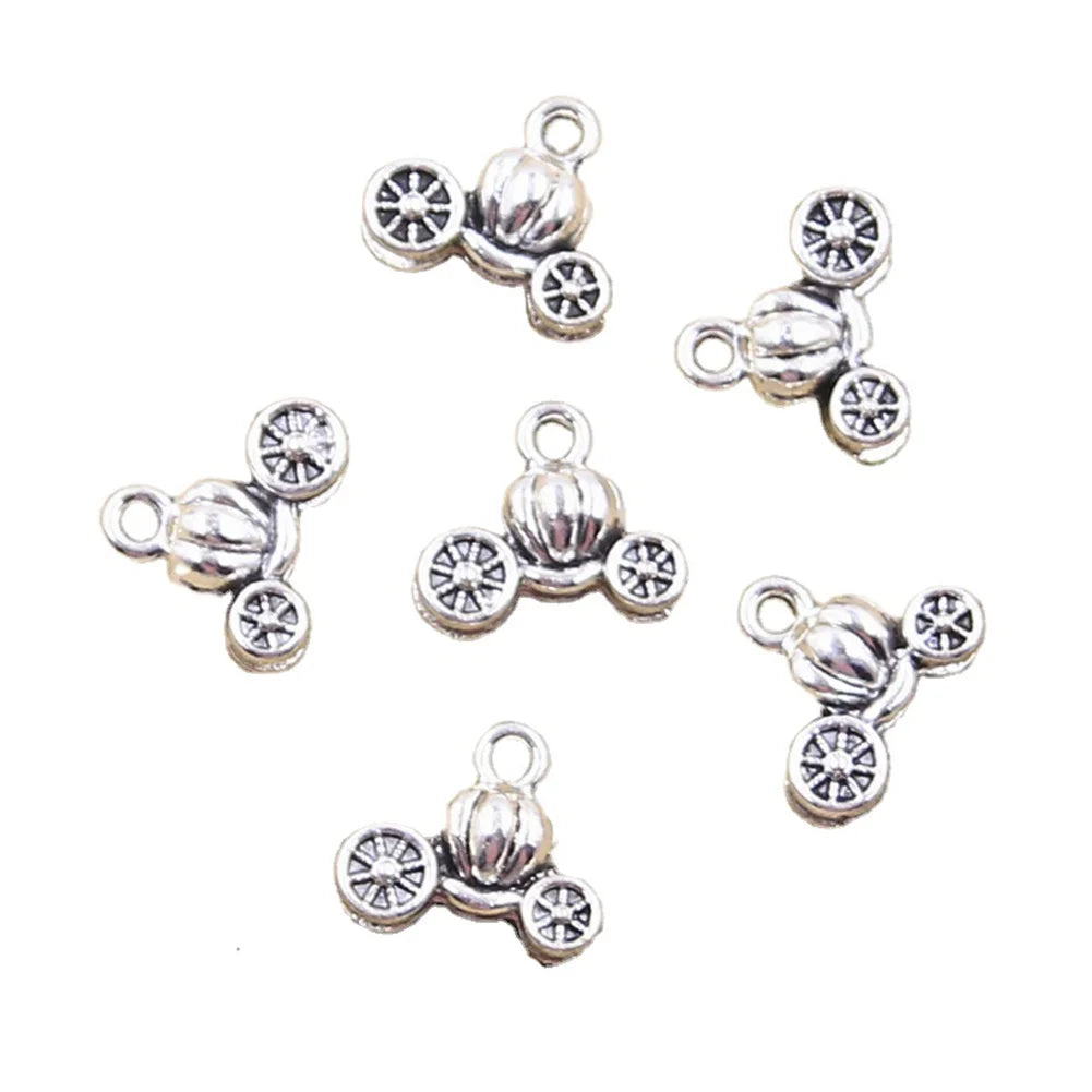 Pumpkin Carriage Charms Lovely Pumpkin Car Antique Silver Color Pendants DIY Crafts Making Findings Handmade Tibetan Jewelry