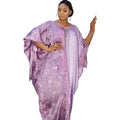 Factory African Print Robe batwing Sleeve Satin Silk Robe Round Collar African Print Dresses
