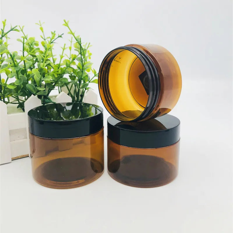 In Stock 60ml 100ml 120ml Brown PET Plastic Wide Mouth Hair Conditioner Sub Bottle Packaging Cream Pot