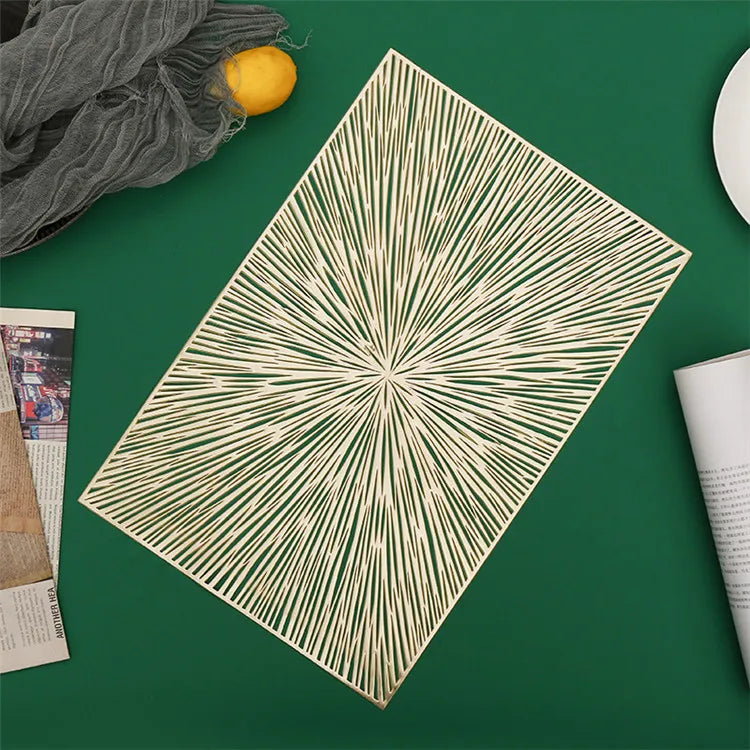 Nordic Washable Rectangular Party Gold Firework Placemat Creative PVC Hollow Table Mat Table Mat Kitchen Placemat