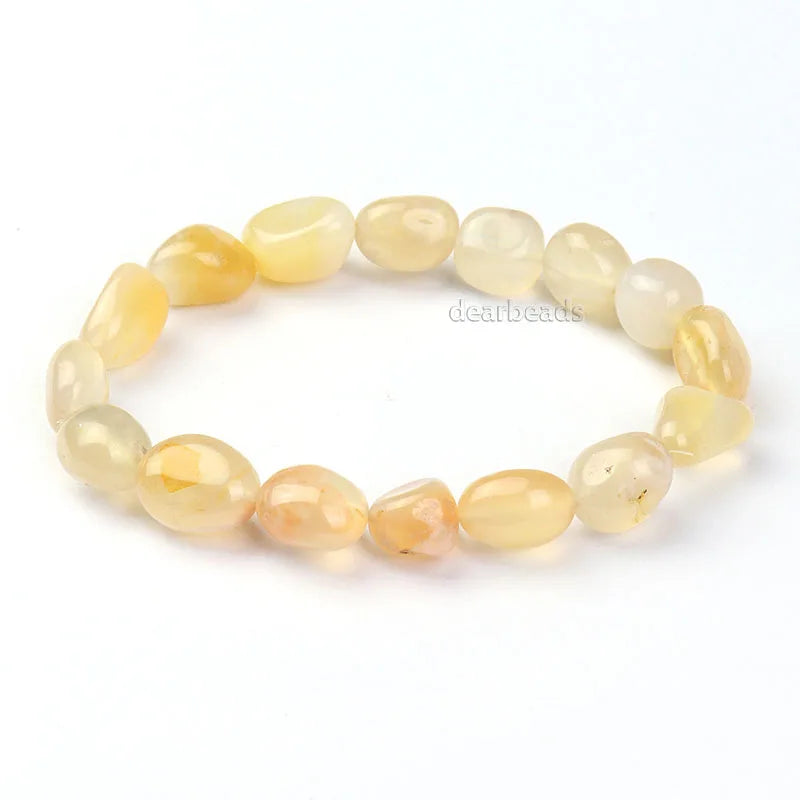 Wholesale Tumbled Flower Agate Beaded Bracelet Sakura Agate Elastic Stretch Bracelets for Woman Jewelry 8-12mm 19CM Length