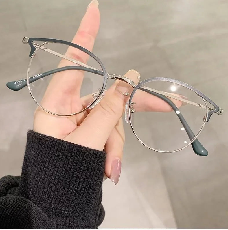 2024 New Design Unique Half Frame Cat Eye Anti Blue Light Glasses Trendy Eyeglasses Frame Blue Light Blocking Glasses
