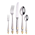 Silver Cutlery Set 304 Stainless Steel for Wholesale with Royal Baroque Style and Flexible MOQ for 100 Sets Boutique Hotels