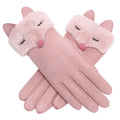 Wholesale fox Design Winter Touch Screen Cycling  Bike Riding Warm Faux Suede Gloves for Women