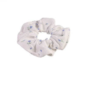 Hot Sale Korean Style Printing Hair Scrunchies French Ponytail Holder Waffle Floral Large Scrunchies