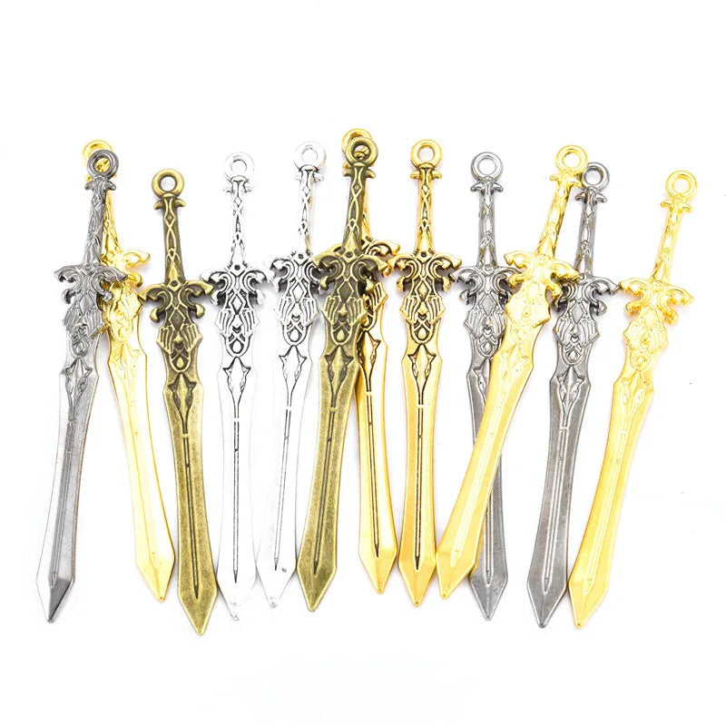 YuenZ 10pcs/bag 5color Alloy Animation Game Weapon Charm for Necklace Keychain Pendant DIY Handmade Jewelry Material 70X11mm M84