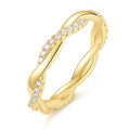 OAHLAN Trendy Geometric Jewelry 14K Gold Plated Cubic Zircon Twisted Rope Copper Ring Engagement Wedding Party Anniversary Gift