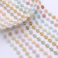 Fashion Colorful Small Sunflower Ladies Classic 14K Gold Plated Stainless Steel Link Chain Necklace Daisy Engagement Wedding