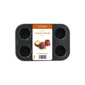 For WK9893 Silver Black 6 Cup Carbon Steel Bakeware Cannele Mould Cake Pan Non-Stick PFOA Free Eco-Friendly for Oven Baking
