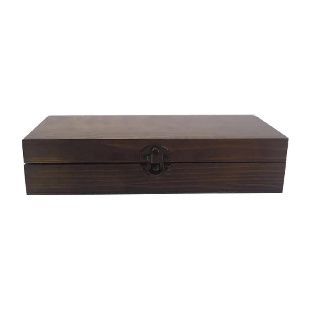 Vintage Rectangle Wooden Treasure Chest Box with Hinged Design Eco-Friendly Lightweight Jewelry Keepsake Box