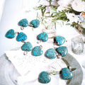 Diy Natural Crystal Heart Shape Necklace Blue Turquoise Heart  Pendant Gemstone Pendant for women
