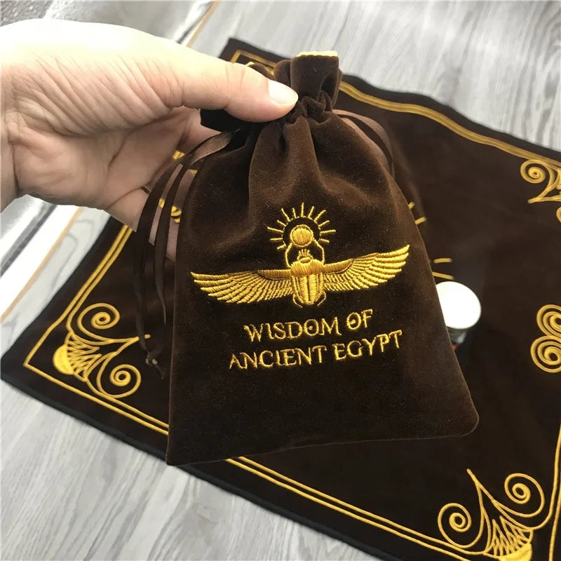 High Quality Embroidery Velvet Altar Table Cloth Cover Tarot Card Decor Divination Velvet Table Cloth Drawstring Velvet Bag