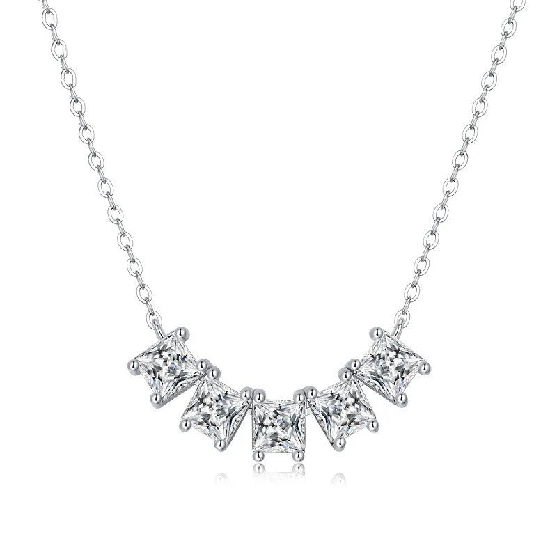 Wholesale square Design Grade D Moissanite Necklaces 925 Sterling Silver Fine Jewelry Moissanite Necklace Women